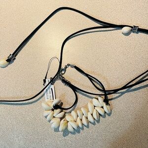 Urban Outfitters Cream and Black Necklace with Organic Pendant